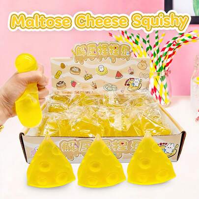 1pc - New Cheese Malt Squeeze Toy, Slow Rebound Stress Relief Fidget Ball, 2026 Edition - Perfect Gift For Boys, Girls, Friends, Birthday, Party, Teens - Soft & Squishy