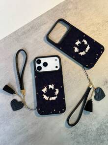 1个新款极简时尚个性化星兔图案防水防震防滑高品质磨砂软手机壳 + 时尚心形仿皮挂绳手链，兼容，送给朋友、家人、情侣、生日、节日的绝佳礼物 - 彩色 - 查看 4