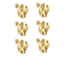 Round Wave-Shaped Earrings, With A Simple Geometric Style, Suitable For Both Parties And Daily Wear - Gold - View 15