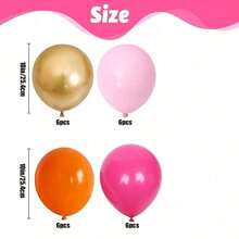 24pcs 10-Inch Light Pink And Orange Metallic Gold Balloons, Suitable For Summer Tropical Theme Parties, Graduation, Back To School, Weddings, Engagements, Birthdays, Bridal Showers, Balloon Decor, Photo Props - Mixed Set 1 - View 3