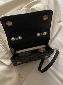 Bolso bandolera de cadena texturizada versátil y de moda - Negro - Ver 4