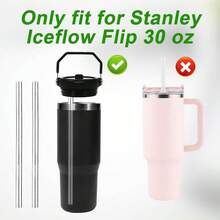 Stainless Steel Accessories Iceflow Flip 30oz, 6 Pack Metal Reusable Stainless Steel Tumbler Straws With 2PCS Straw Cleaner Brushes Parts Accessories - 銀色 - 查看 4