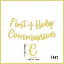 一套纸质半圆形金色闪光圣餐旗，适用于初领圣体、洗礼、生日等宗教场合，也可作派对挂旗。 - 彩色 - 查看 6