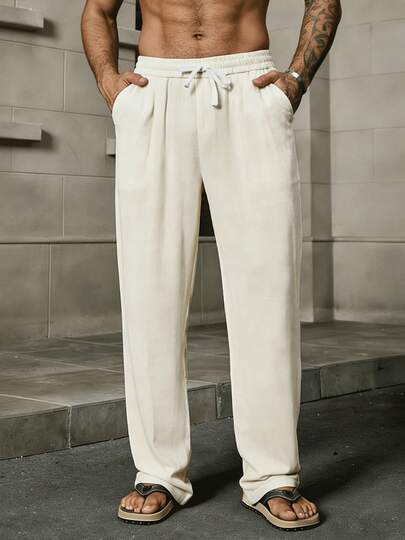 Men's Casual Pants - Straight Leg Trousers, Outdoor High-End Pants, Thin Loose Fit Flared Leg Pants For All Seasons Spring