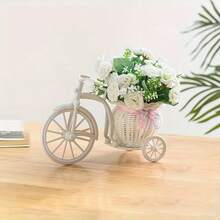 1pc Bedroom Floral Basket, Office Decor Storage Basket, Handmade Crafts Or Decorative Bicycle/Tricycle Basket - Multicolor - View 5