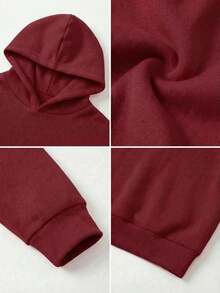 Minimalist Design Women Loose Fit Long Sleeve Pullover Sweatshirt, Suitable For Autumn, Winter, Spring, Casual Wear, Halloween Costume, Gray Sweatshirt, Fashion - 酒紅色 - 查看 7