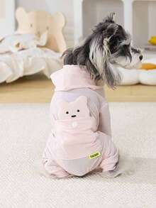 宠物服装，狗狗服饰，冰丝3D小熊四脚犬运动服，欧美新款休闲家居服，牵引扣套装，英伦风家居服，四脚英伦风狗狗服装，清凉套装 - 綠色 - 查看 13