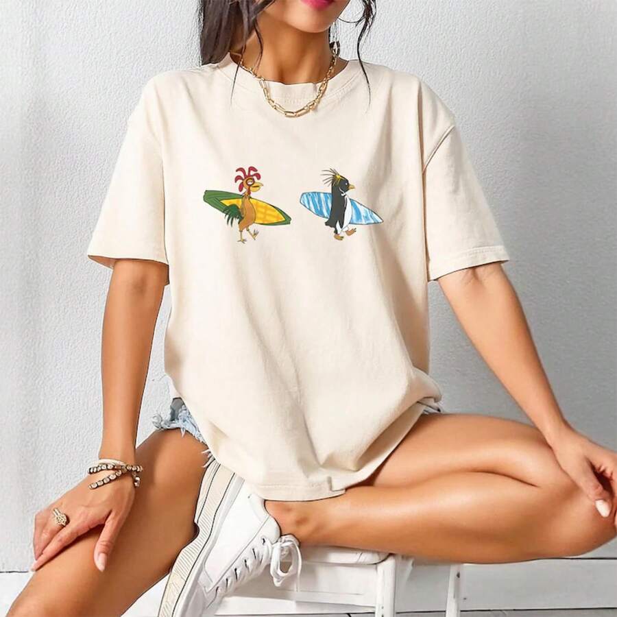 Cody & Chicken Joe Shirt, Surfs Up Tshirt, Funny Chicken Tee, Chicken Joe Top, Movie Fans Gift, Cody And Chicken Apparel - trắng - Xem 1