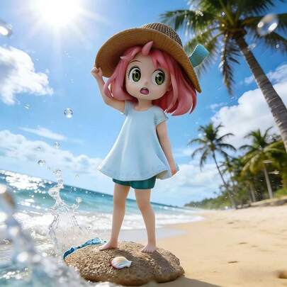 高品质海滩度假动漫人物PVC收藏手办，航海主题家居装饰摆件，多场景室内装饰，四季皆宜，电脑机箱背景，生日节日礼物，适用于各种房间类型