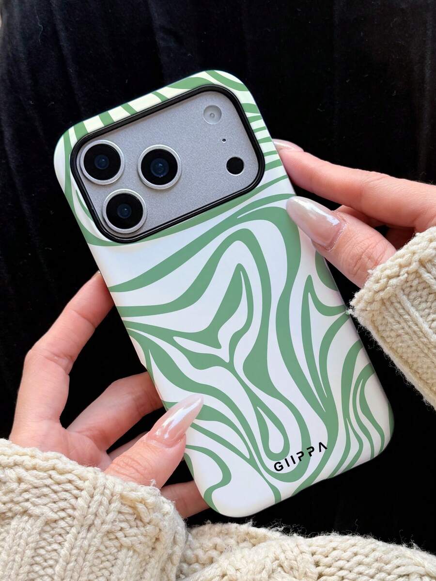 GIIPPA 1个薄荷绿不对称波浪纹图案手机壳，适用于 17 Pro Max，也适用于 16 Pro Max、15 Pro Max、14 Pro Max，韩版时尚趣味手机壳，兼容11/12/13/14/15/16 Pro Max Plus，优雅设计男女皆宜，是圣诞节、情人节、复活节、婚礼季和生日送给女友的理想礼物。 - 薄荷綠 - 查看 1