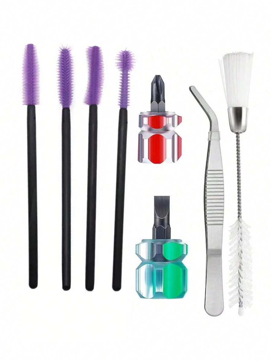 EDCUEBE7 6pcs Sewing Machine Cleaning Tool Kit, Includes Metal Tweezers, Double-Headed Brush, Screwdriver - Screwdriver Cleaning Brush - View 1