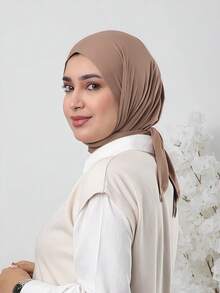 1pc Instant Triangle Hijab, All-In-One Tie-Up Design, Quick Wrap Without Slipping, No Undercap Or Folding Needed, Suitable For Daily Wear, Prayer, And Outings - Multicolor - View 4