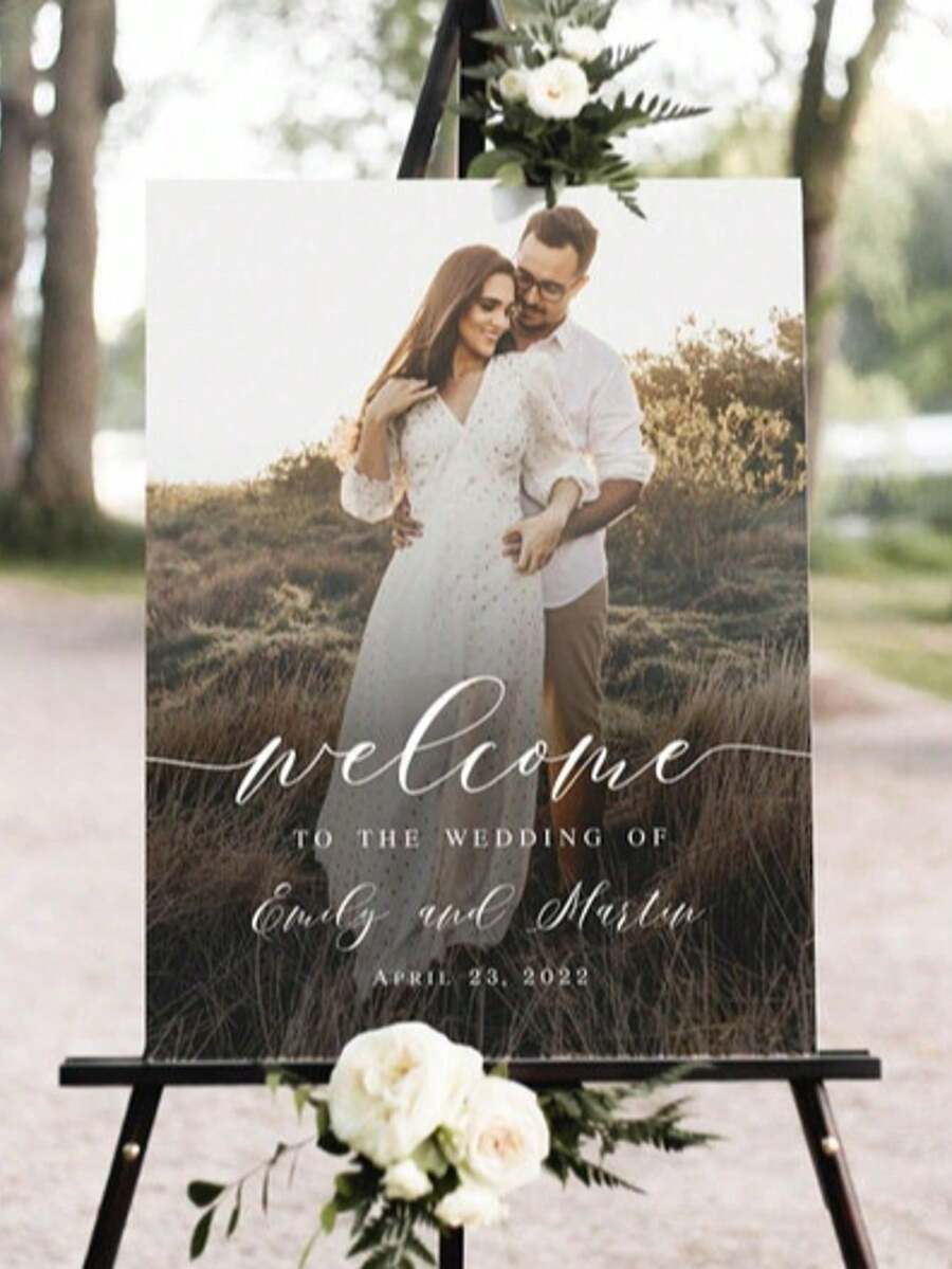 Customizable Wedding Welcome Sign, Framed Or Frameless Canvas Poster, Personalized Wall Decor, Name Poster For Housewarming And Art Events Statement Signage, Acrylic Signage