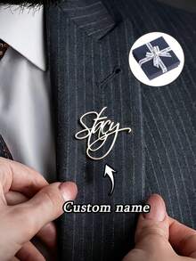 1pc [Customized] Personalized Name Brooch - Minimalist Name Brooch In Cursive Font, Elegant Bohemian Style Mom Gift, Suitable For Birthday, Valentine's Day And Anniversary - Suitable For Daily And Holiday Wear, Exquisite Design Brooch, Customized Name Brooch, Groomsman/Bridesmaid Gift, Wedding Accessory, Mother's Day Gift For Mom, Suitable For Holiday And Party Wear (Includes Exquisite Gift Box) - Multicolor - View 6