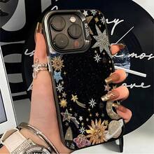 星空图案手机壳，时尚创意保护套，兼容 17/17 Pro/17 Pro Max/16/11/13/15/15 Plus/15 Pro/15 Pro Max/12/14 Pro Max/11 Pro Max/12 Pro/12 Pro Max/13 Pro/13 Pro Max/14 Pro/14 Plus、X/XR/XS Max、7/8 Plus，复古奢华风格，优雅惊艳，适合作为礼物送给朋友或爱人。 - 黑色 - 查看 8