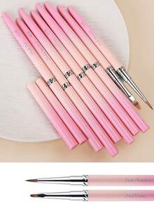 1pc Pink Gradient Handle Nail Drawing Brushes For Manicure Lines Painting Gradient UV GEL Extension Builder Drawing Pen - Multicolor - View 5