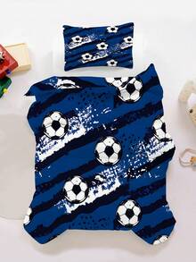 2/3pcs Soccer Kids Bedding Set, Blue White Stripe Soccer Ball Print Duvet Cover With Pillowcases, Soft Microfiber Sports Theme Bed Set For Boys Bedroom Decor (Twin/Full/Queen) 135x200cm - Multicolor - View 6