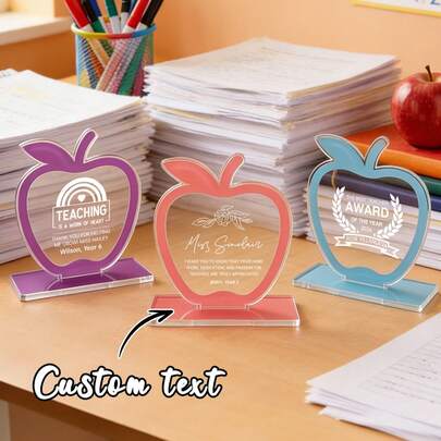 1 Tấm bảng vinh danh hình quả táo bằng acrylic khắc chữ cá nhân hóa, tùy chỉnh văn bản, cúp tốt nghiệp/giáo viên bằng acrylic khắc 3D theo yêu cầu, quà lưu niệm thể thao/người hướng dẫn, quà tặng hình quả táo cho giáo viên, huy chương/bảng vinh danh cá nhân hóa, quà chia tay cho giáo viên, quà tặng ngày cuối năm học cho giáo viên.