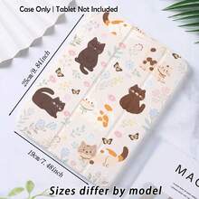 Colorful Painted Tablet Protective Case, With Cat, Floral And Butterfly Patterns, Foldable Stand, Compatible With Honor Pad 8/9/10, Honor GT 11.5inch/X7/X8A/X9/X8Pro/X9Pro/V9/V8 Pro, Matepad 11 Inch 2023/2022, Apple 10th Gen/ 11 2025 (A16), A9/A9+/A11/S11/S10 FE+, Auto Wake/Sleep, Built-In Pen Slot, Tri-Fold Stand - Perfect Daily Protection, Great Gift For Holidays - Multicolor - View 2