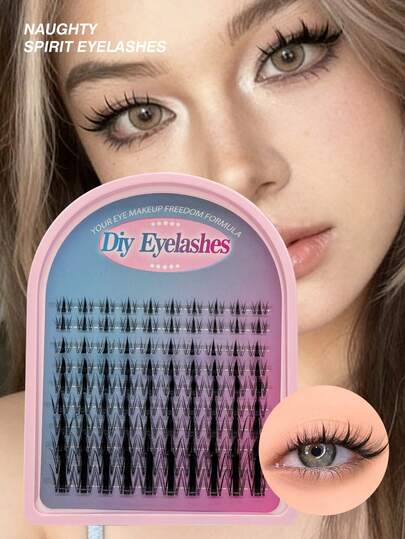 100pcs D-Curl Fluffy Natural Lash Extensions, Cartoon Pointed Tail Style, Natural Thin & Smooth, 8-16mm Length, Ultra-Light Packaging, 10 Rows Waterproof Faux Mink Individual 3D Lashes, Durable For Beginners, Suitable For Daily Wear, Wedding, Date, Party, Music Festival, Halloween, Etc.