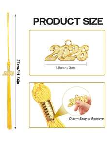 Graduation Tassel 2026 For Grad Cap And Graduation Ceremony Accessory Decoration Handmade DIY Tassels, 2026 Tassels For Graduation Pendants, Tassels For Graduation Caps, Bachelor's Bags, And Keychains,Graduation Tassel For Photography Prop Graduation Tassel Gift For Classmates - 金色 - 查看 3