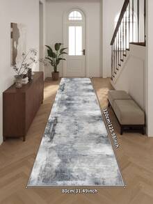 1PC Grey Rugs,Modern Minimalist Style, Crystal Velvet Jelly Base Runner Rug,800gsm, Non-Slip Backing, Area Rug, Mat For Living Room, Carpet For Bedroom, Machine Washable Low-Pile, Kitchen Hallway Dining Office, All-Season - Grey - View 7