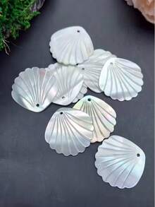 10 Pcs Natural Abalone Shell Pendants, Fan-Shaped Jewelry Making Materials, Shell Craft Accessories - Multicolor - View 10