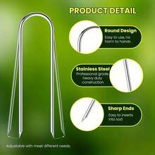 10/30/50个装 U型花园钉，金属农业园艺草坪钉，重型围栏柱钉，草皮钉，户外温室防草布地钉，镀锌景观钉，适用于固定草坪围栏钉 - 彩色 - 查看 8