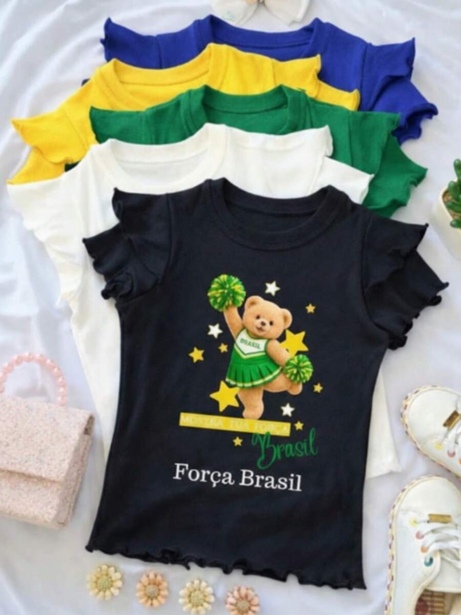 Brazil World Cup Ribbed Cropped T-Shirt For Girls And Teenagers - Xem 1