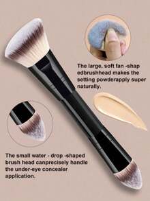 4pcs Professional Dual-Ended Makeup Brush Set - Includes Foundation Brush, Contour Brush, Blush Brush, Powder Brush, Eyeshadow Brush, Concealer Brush, Highlighter Brush, Mixing Brush. Soft Fiber Bristles, Portable For Travel, Great Gift For Women And Girls. Makeup Brush Set, Makeup Brush Tool Kit, Makeup Brush Set, Complete Makeup Tool Set, Makeup Brush Set, Full Makeup Tool Kit, Brush Set, Makeup Brush Gift Set, Set,Giveaways,Professional Makeup Brushes,Complete Makeup Set - 黑色 - 查看 2
