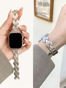 1pc Women's New Starry Metal Bracelet, Compatible With Apple Watch Bands 44mm, 40mm, 45mm, 41mm, 42mm, 46mm, 38mm, Ultra 2, 49mm, Fashionable Minimalist Women's Strap, Suitable For Apple Watch Series 11, 10, 9, 8, 7, SE, 6, 5, 4, 3, 2, 1. Fashionable Strap, Smart Watch Band, Compatible With Apple Watch Bands, Bracelet Strap, Smart Watch Strap, Watch Strap, Smart Watch Band - Starlight - View 6