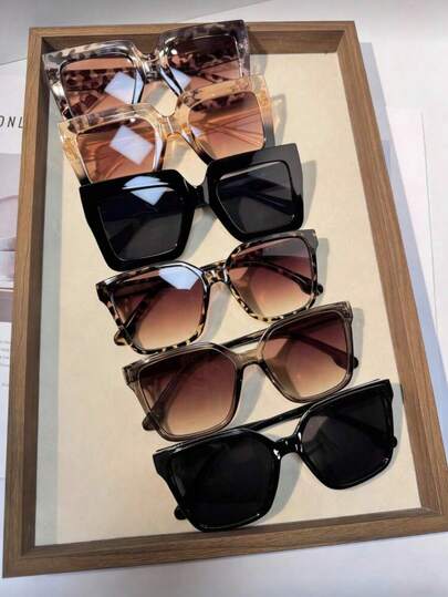 3/6 pares de gafas decorativas unisex de marco cuadrado grande y retro, hechas de plástico de alta calidad y duraderas. Con un diseño retro clásico, adecuadas para combinar a diario, fotografía callejera, y también un regalo ideal para Navidad, Año Nuevo, San Valentín, Acción de Gracias y otras festividades.