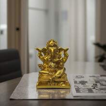 1件金色大象树脂摆件，汽车仪表盘装饰，风水摆件，馈赠亲朋好友 - A款-底座像神 - 查看 8