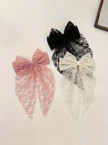 3 Peças Presilhas de Cabelo com Laço de Renda para Mulheres, Acessórios de Cabelo com Fita Longa de Bordado de Fada Doce e Elegante, Design de Bordado de Malha Estilo Floresta, Adereços de Decoração para Casamento e Noiva, Acessórios para Apresentação em Palco, Cosplay e Festa, Adequado para Ocasiões Especiais como Presentes Requintados para Família ou Amigos da Escola - Multicolorido - Visão 8