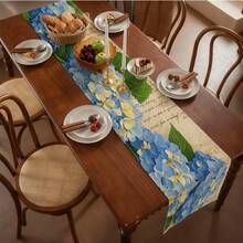 1/4/6/8/12 Piezas Manteles de mesa de lino lavables con estampado floral y de hortensias de colores, manteles protectores para mesa de comedor interior/exterior, adecuados para reuniones familiares, festivales, cocina, decoración de sala de estar, entrada - Multicolor - Ver 17