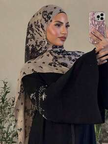1pc Women's Bohemian Style Colorful Striped Print Hijab, Soft And Windproof Scarf/Shawl Spring/Summer Street Style, Versatile Accessory - Lạc đà đen - Xem 6