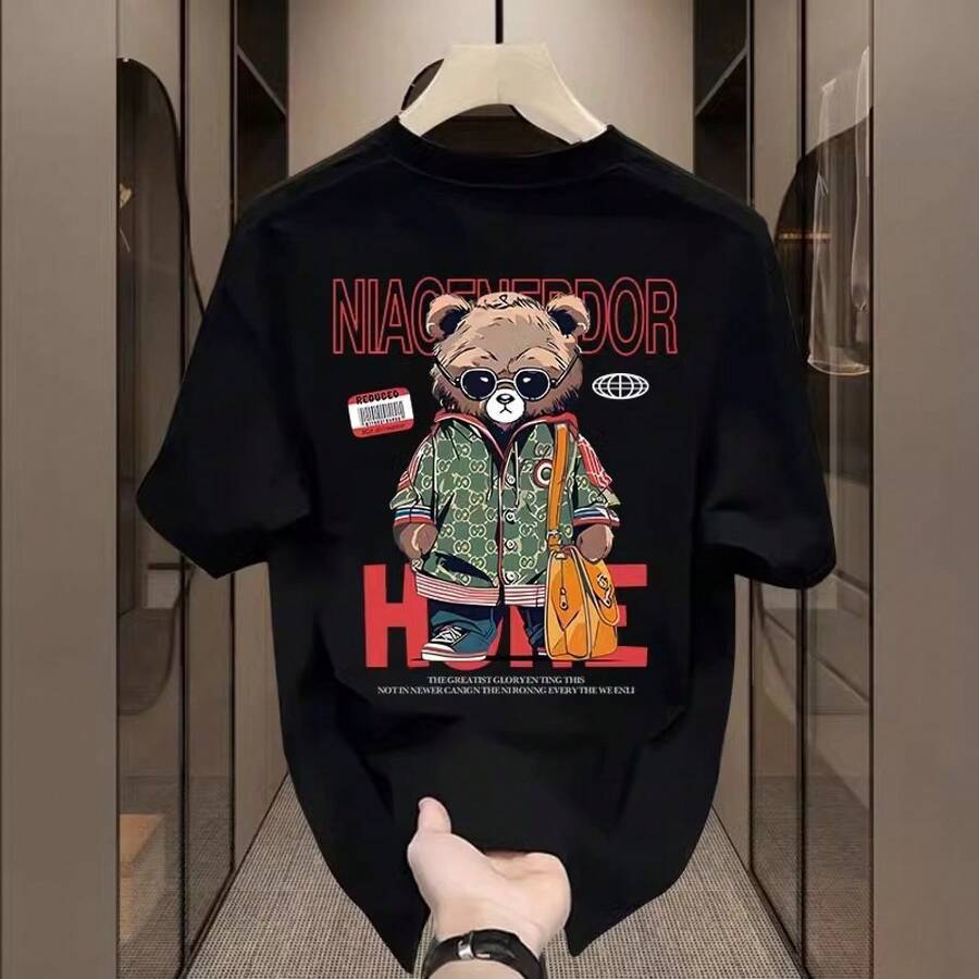 Top popular 2026: camiseta de manga corta para hombre de algodón puro de alta calidad, nueva camiseta casual de cuello redondo para el verano 2026, top deportivo. - Negro [190 g de algodón peinado] - Ver 1