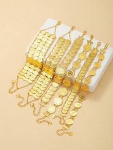 1 pieza Pulsera accesorio de joyería de monedas con estilo europeo y americano - Dorado - Ver 2