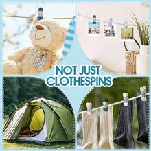 重型不锈钢衣夹，带蓝色防滑手柄 - 防锈多用途夹子，适用于洗衣、厨房、手工制作和家居收纳 - 多色 - 查看 7