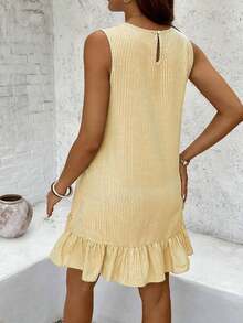 Maternity Casual Striped Ruffle Hem Sleeveless Dress, Cotton Dress For Summer 100 Cotton Dresses Women Short Dresses Summer Work Summer Dresses Cotton Summer Dress Maternity Summer Dress Summer Maternity Dress Maternity Sundress Cotton Summer Dresses Summer Casual Dress Striped Maternity Dress - 黃色 - 查看 3