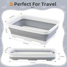 Caja de arena pequeña para gatitos bandeja para orinal abierta para gatos caja de arena portátil para gatos arena de viaje fácil de limpiar y montar 14.6 x 10.6 pulgadas - Gris - Ver 6