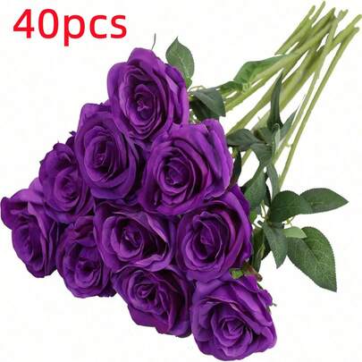1支/5支/10支/12支/20支装 深紫色 20英寸 情人节礼物鲜花 人造玫瑰，高端人造玫瑰，适用于家居装饰、房间装饰、餐桌装饰、婚礼装饰、新娘捧花、腕花、花束制作。适合家居、餐厅、卧室、花瓶装饰花束。