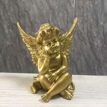 Escultura decorativa de ángel bebé durmiente de Artgenius de 4 pulgadas, adecuada para el hogar, la oficina y regalos (dorado) - Múltiples estilos - Ver 6