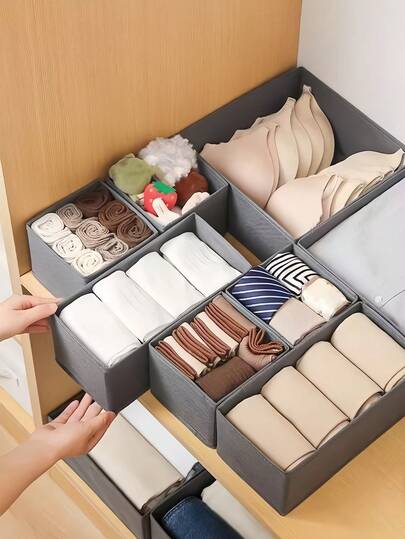 Hộp đựng đồ bằng vải gấp gọn (6/5/4/3/1 chiếc), hộp đựng đồ trong ngăn kéo tủ quần áo, hộp đựng quần áo trái mùa, giỏ đựng đồ lót và áo ngực, hộp sắp xếp quần áo, quà tặng Ngày của Mẹ, quà tặng Ngày Nhà giáo, trợ thủ đắc lực, vật dụng thiết yếu cho ký túc xá và gia đình.