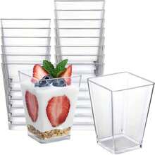 10/25/50 st återanvändbara dessertkoppar för fest (160 ml/5 oz), yoghurtparfait/förrättskoppar - för minidesserter, pudding, frukt och glass - Visa 1