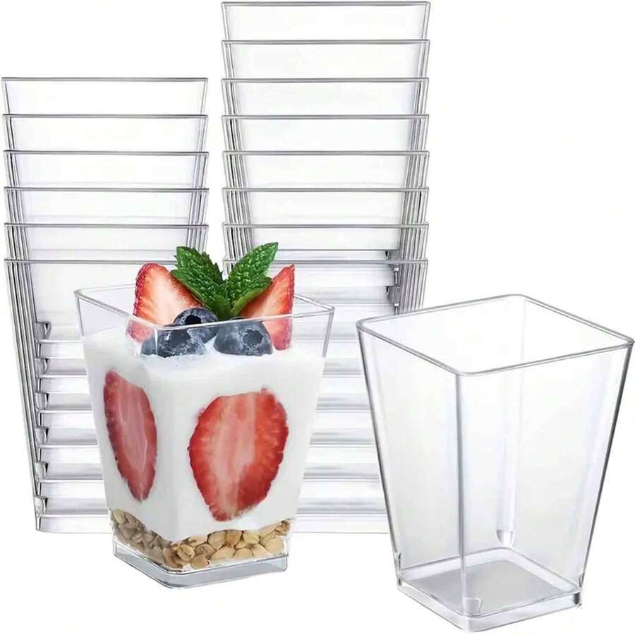 10/25/50 st återanvändbara dessertkoppar för fest (160 ml/5 oz), yoghurtparfait/förrättskoppar - för minidesserter, pudding, frukt och glass - Visa 1