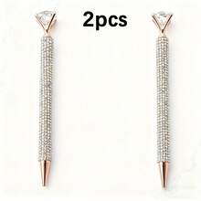 2 chiếc bút bi đính đá pha lê, kim loại sáng bóng, mực đen 1.0mm, quà tặng đám cưới, quà tặng cho cô dâu. - Nhiều màu - Xem 6