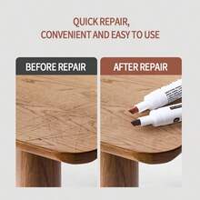 12 pezzi Pennarelli con effetto venatura del legno, Pennarelli per riempire graffi, schegge e crepe su pavimenti laminati, Pennarelli per stuccatura impermeabili e anti-sbavatura, Pennarello per riparazione graffi, Ritorno a scuola - Penna per ritocchi - Visualizzare 3