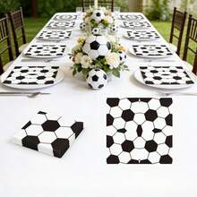 20/40/60pcs Football Themed Party Napkins, Football Pattern Paper Napkins. Disposable Party Napkins. Restaurant Napkins, Party Supplies, Tabletop Decor. Holiday Decorations, Party Decorations - Black and White - View 6