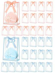 12/1pc Transparent Gift Bags With Ribbons, Suitable For Baby Shower, Graduation, Wedding, Bridal Party, Birthday Party, Business Occasions, With Cut-Out Handles, Reusable PP Material, 7x10x3.15 Inches Gender Disclosure Party Gift Bag (Blue And ) ﻿ - Multicolor - View 1